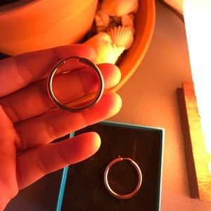 Sterling Silver & Rose Gold Tube Hoops